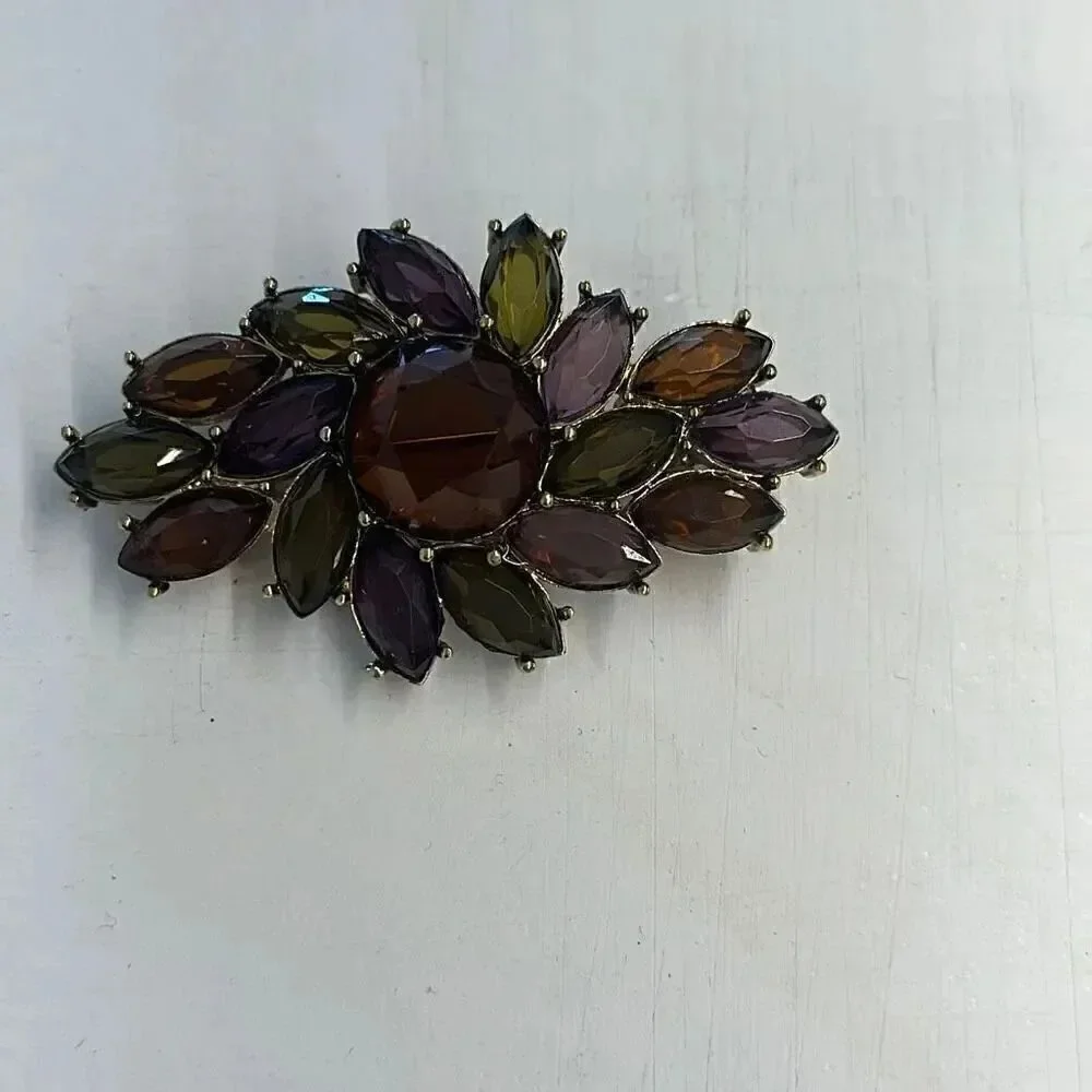 Vintage Monet Multi Color Glass Rhinestone Brooch